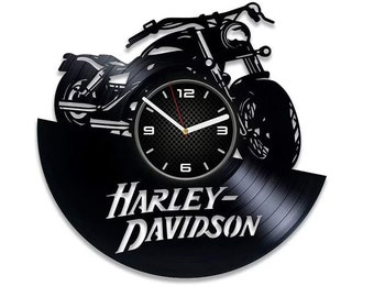 Harley Motorcycle Vinyl Record Clock, Biker Gifts, Mens Room Decoration, Perfect Gift For Him, Garage Wall Art, Fathers Day Gifts Ideas