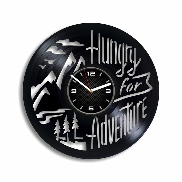 Adventure Vinyl Record Clock, Birthday Gift For Kid Boy, Farmhouse Decor For Bedroom, Playroom Wall Art, Travel Lover Gifts