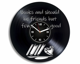 Books Quote Vinyl Record Clock, Teachers Gifts, Literature Art, Classroom Wall Decor, Library Artwork, School Decorations, Book Lover Gift