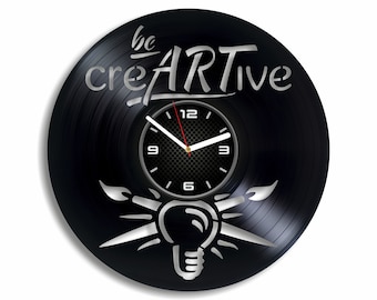 Soyez créatif horloge disque vinyle, décor de chambre d’adolescente, citations inspirantes art mural, décorations d’appartement, cadeau d’anniversaire pour fille