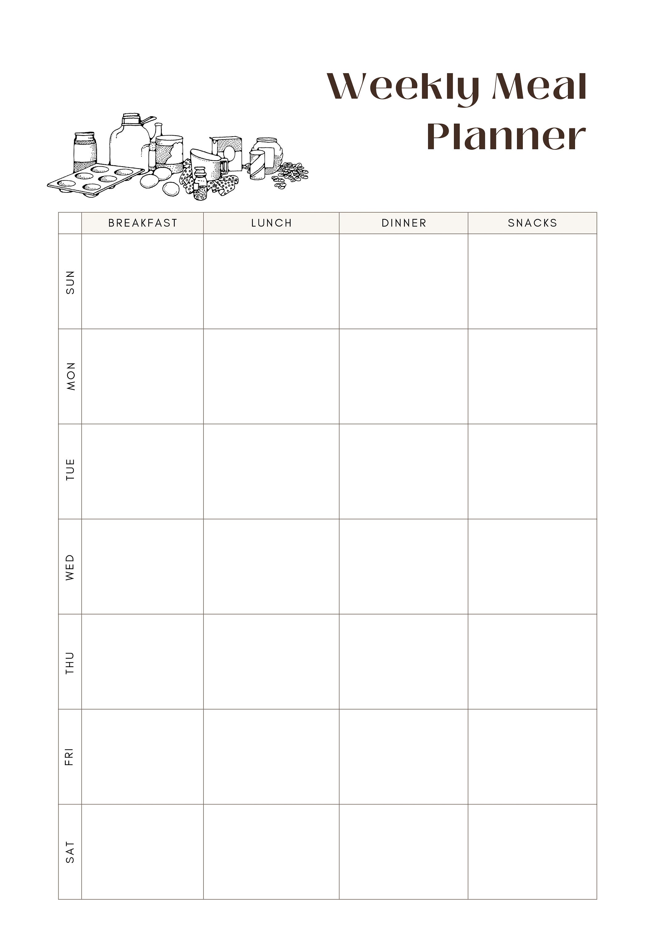 Simple Weekly Meal Planner - Etsy