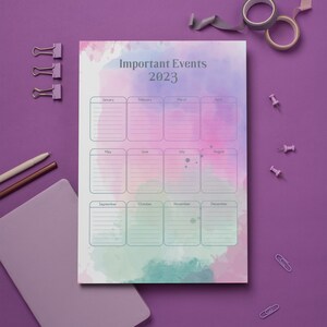 Important Events Yearly Planner