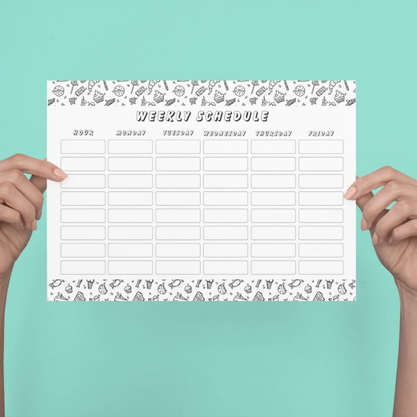 Editable School Schedule for Kids,  printable School Timetable