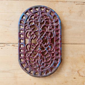 ヴィンテージ エナメル鋳鉄製五徳 - チキン - ダック - フレンチテーブルアクセサリー - ラスティックカントリー - コテージコア