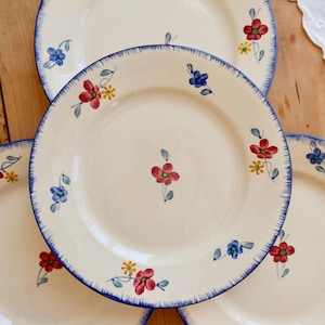 ヴィンテージ風 花模様 陶器皿 ヴィンテージ陶器シェル皿 - 多色花飾り - 金縁 - フランス製食器