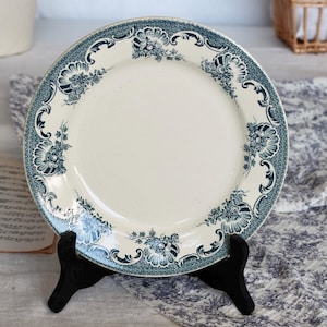 6 antique Moulin des Loups Lavallière dinner plates - Floral border - 1930 - Antique French tableware