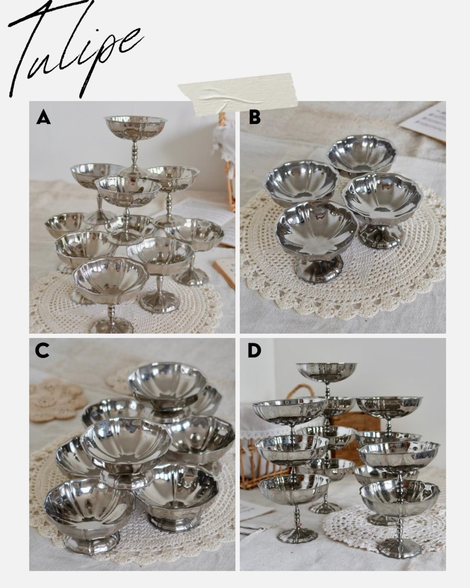 Lot De 2 Coupes à Glace Vintage Jean Couzon En Inox Argenté - Très Bon état