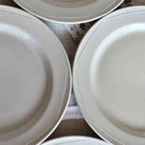 パールボーダーのヴィンテージ英国製磁器デザートプレート4枚 - アンティーク英国製食器 - クラシックシック