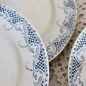 Sarreguemines U&C ironware dinner service, Luchon model - Flat, soup and dessert plates - French tableware - 1900s