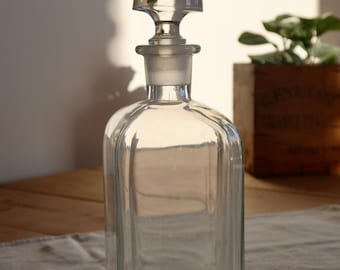 Jarra de vidro antiga com tampa - Acessório de bar - Utensílios de mesa franceses - Estilo clássico elegante - Vidro vintage