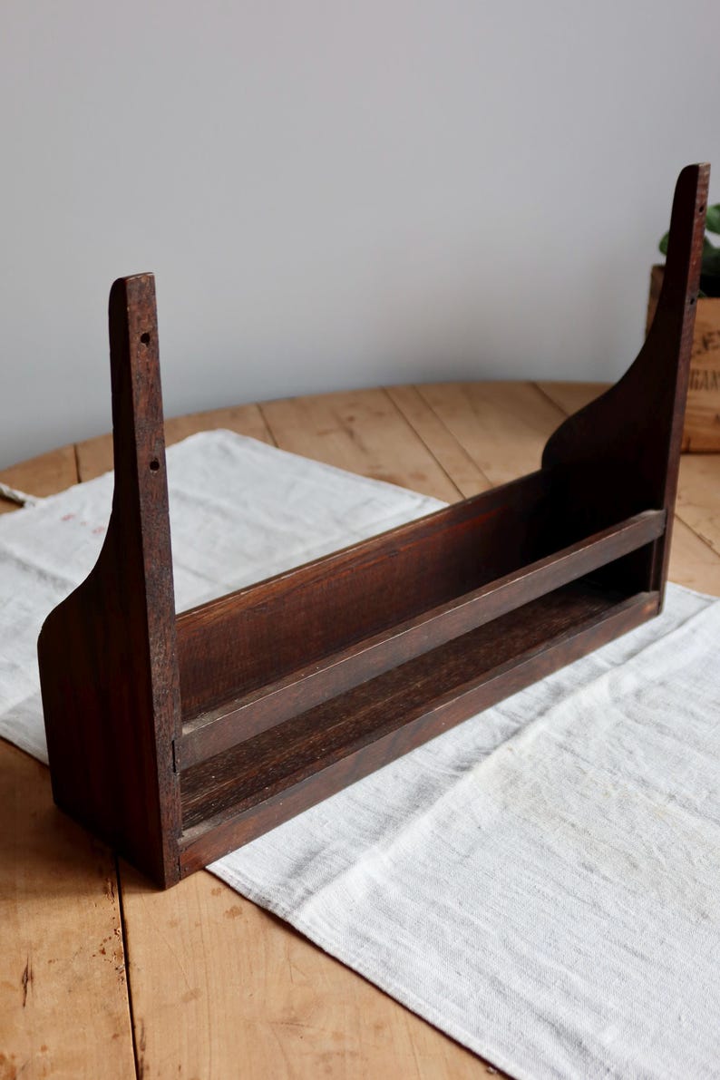 Estante de pared vintage de madera oscura – Líneas limpias y clásicas – De pared o independiente – Almacenamiento francés – Estilo cottage imagen 7