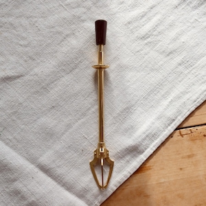 Vintage gold-tone metal sugar tongs with wooden handles - Antique French tableware - Tea/coffee accessory - Cottage core style