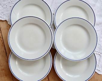 Vintage Pyroblan Porcelain Plates: French 1950s Bistroware With