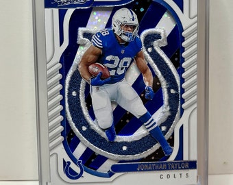 Jonathan Taylor Indianapolis Colts Arte de tarjeta de parche de fútbol hecho a medida