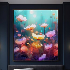 Art digital imprimable | Illustration de fleurs colorées dans l’eau | Haute résolution (300 dpi) | Art numérique | Téléchargement immédiat