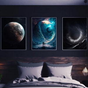 Druckbare digitale Kunst | Set mit 3 Bildern | Kosmos und Universum | Hohe Auflösung (300dpi) | Digitale Kunst | Sofortdownload