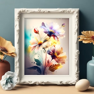 Printable digital art | Bouquet of colorful flowers | High resolution (300 dpi) | Digital art | Instant Download