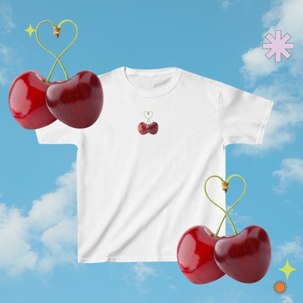 Cherry Hearts | Baby Tee | Summer Fashion 2024 2000S Baby Tee Graphic Baby Tee Retro Shirt Pinterest Aesthetic Scandinavian