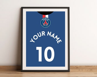 Affiche personnalisée de football du Paris Saint-Germain - téléchargement numérique, affiche de football personnalisée inspirée du PSG, affiche de football unique du Paris Saint-Germain