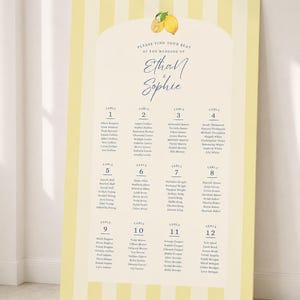 Italian Summer Seating Chart | Lemon Wedding Poster | Citrus Table Plan | Mediterranean Reception Sign