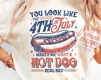 Rolig 4 juli-korv i PNG: Retroamerikansk design (digital nedladdning)