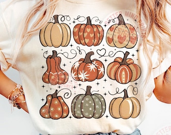 Retro Pumpkin PNG, Fall Sublimation Design (Digital Download)