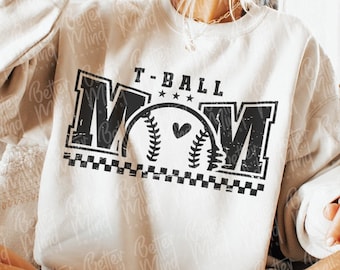 T-Ball Mom SVG PNG: Distressed Sports Design (Digital Download)