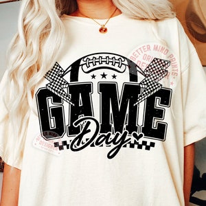 Retro Game Day Lightning Bolt PNG, Checkered Game Day Shirt, Game Day School Sport Sublimation Shirt Png, Game Day Vibes Png