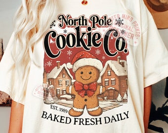 North Pole Cookie Co PNG, Gingerbread Man Christmas Jumper (Digital Download)