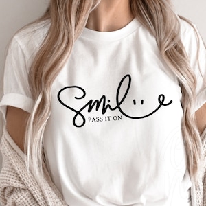 Smile Svg, Smile Pass It On Svg, Wees aardig Svg, Motiverende Svg, Girly Svg, Inspirerend, positief, Happy Face Eyes Design Digital Download