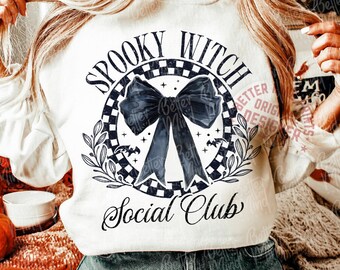 Spooky Witch Social Club PNG: Coquette Halloween Design (Digital Download)