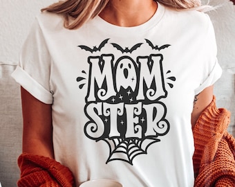 Momster Halloween SVG PNG: Diseño de camiseta de mamá espeluznante y divertida (descarga digital)