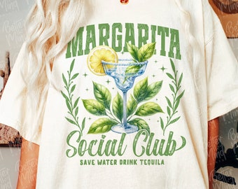 Margarita Social Club PNG, Lato PNG, Projekt koszulki letniej, Plaża PNG, Lato 2024 PNG, Koktajl PNG, Social Club PNG, wzory sublimacji