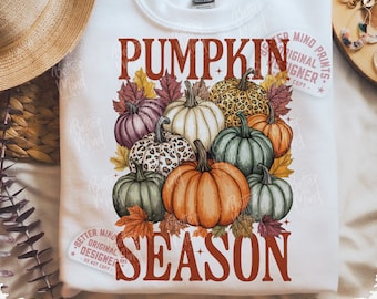 Pumpkin Season Shirt PNG: Fall Sublimation Design (Digital Download)