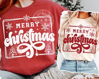 Retro Merry Christmas SVG PNG, Christmas Shirt Design (Digital Download)