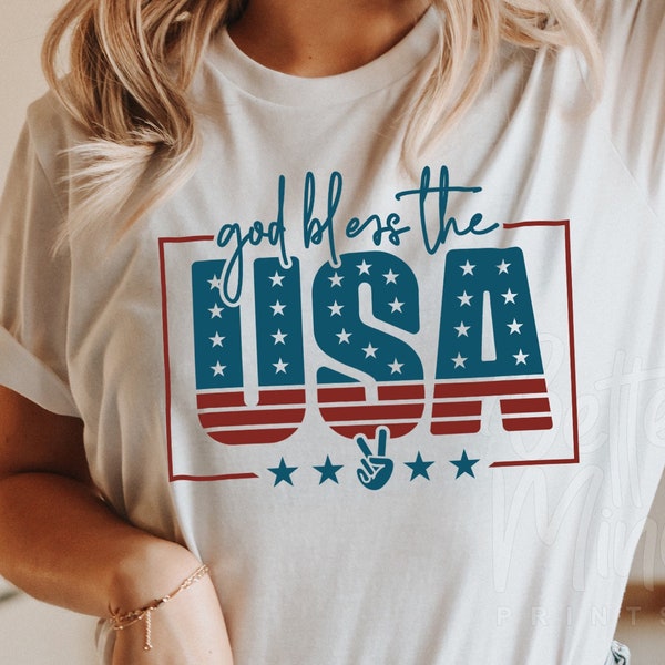 God Bless Usa SVG PNG, 4th of July SVG, Fourth of July Svg, Independence Day Svg, Patriotic Svg, Memorial Day Svg, Freedom svg, Cut files