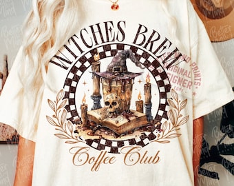 Witches Brew Coffee Club PNG: Retro Halloween Sublimation Design (Digital Download)