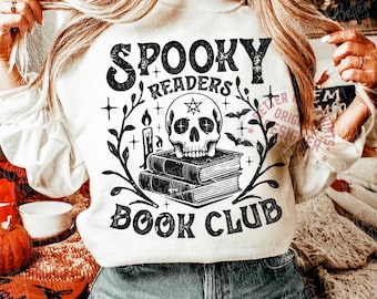 Spooky Readers Book Club PNG, Retro Halloween Design (Digital Download)