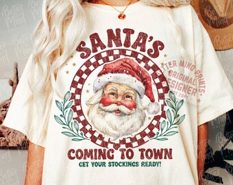 Retro Santa Claus PNG, Christmas Sublimation Design (Digital Download)