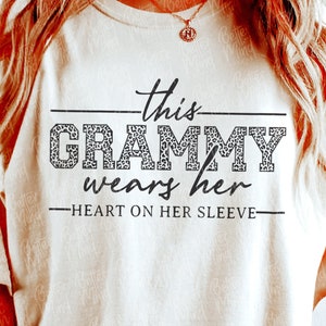 Grammy Wears Her Heart On Sleeve SVG, PNG, Grandmother Svg, Leopard Grandma Svg, Grammy Shirt Svg, Grammy Svg, Grandma Svg