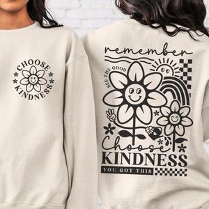 Elija Kindness SVG PNG, Self love svg, bolsillo frontal svg, Inspirational svg, Kindness camiseta svg, boho svg, archivos de corte svg para Cricut