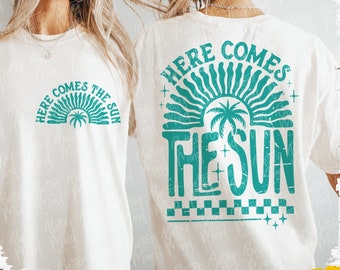 Retro Summer Here Comes The Sun SVG PNG: Boho Beach Vibes (Digital Download)