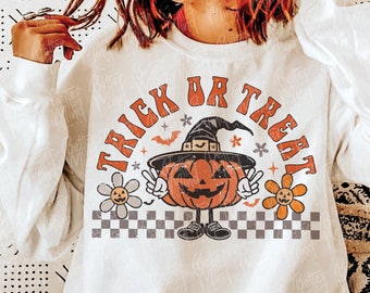 PNG de Halloween retro: Diseño de calabaza para pedir dulces (descarga digital)
