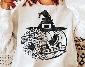 Floral Pumpkin SVG: Sorta Sweet Sorta Spooky, Halloween-shirt (digitale download)