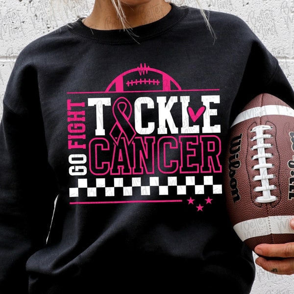 Go Fight Tackle Cancer Football SVG, PNG, Breast Cancer Awareness Svg, Tackle Cancer Svg, Cancer Fight Svg, Cancer Awareness Shirt Design