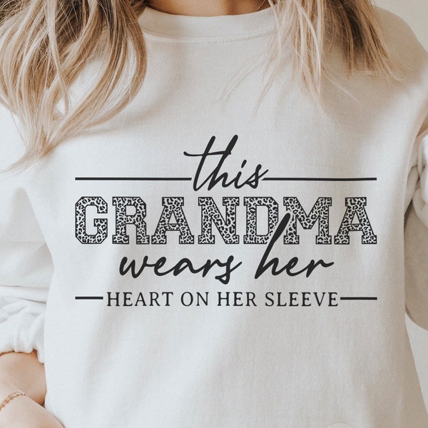 This Grandma Wears Her Heart On Her Sleeve SVG PNG, Valentine Grandma Svg, Grandma life svg, Leopard Grandma Svg, Best grandma svg