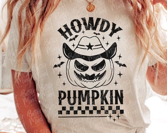 Howdy Pumpkin SVG PNG: Western Halloween Shirt Design (Digital Download)
