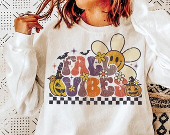 Fall Vibes PNG : chemise rétro groovy en sublimation (téléchargement numérique)