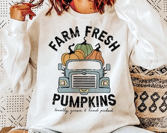 Farm Fresh Pumpkins PNG, Pumpkin Png, PNG Files Sublimation, Vintage Truck png, Autumn Baby Onesie png design, Fall Pumpkins Sublimation