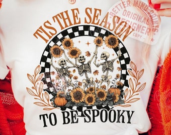 Spooky Season Skeleton PNG: Retro Halloween Design (Digital Download)